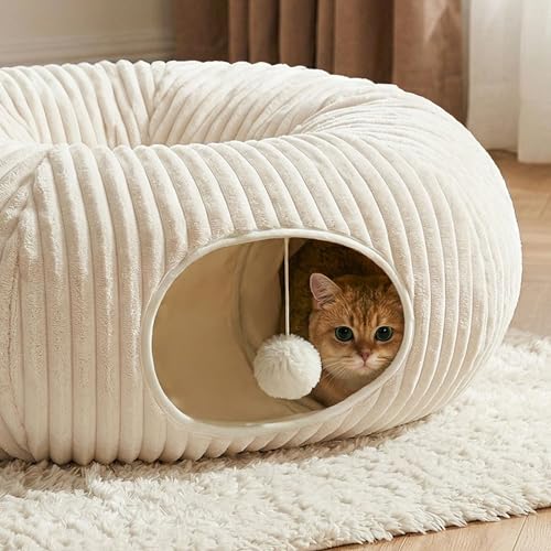 Cat Tunnel Bed with 40 Pcs Interactive Cat Toys, Cat Tube with Kitten Toys for Indoor Kittens, Collapsible Pla - view 4