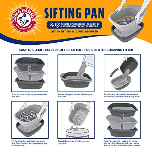Arm & Hammer Large Sifting Litter Box Scoop Free Cat Litter Tray with Microban, Made in USA - view 5