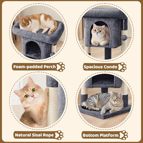 Yaheetech 23.5in Cat Tree – Sturdy & Stable, Space-Saving 3-Level Cat Tower with Plush Perch, Condo, Sisal Scr - view 4