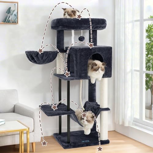 Gitelsnour Cat Tree, Cat Tower for Indoor Cats, 43.3 inch Cat Tree Tower with Sturdy Steel Tube, Hammock, Cat  - view 7