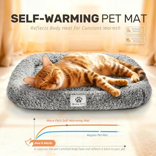 Mora Pets Self Warming Cat Bed Self Heating Pet Pad with Bolster and Foam Washable Removable Cover Non Slip Th - view 3