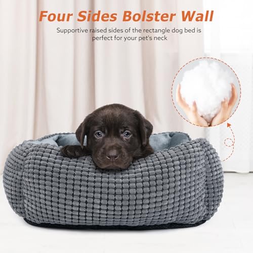 MIXJOY Dog Bed for Large Medium Small Dogs, Rectangle Washable Sleeping Puppy Bed, Soft Calming Cat Beds for I - view 3