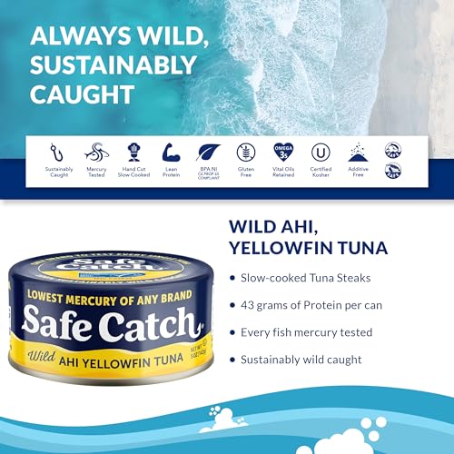 Safe Catch Wild Ahi Yellowfin Tuna Fish Canned, Wild Caught, Lowest Mercury, Lean Protein, Omega 3, Gluten-Fre - view 3