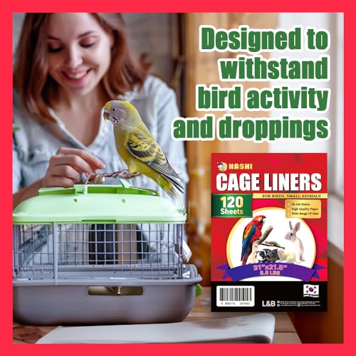 HASHI Bird Cage Liner - 120 Disposable Sheets Made from Acid-Free Newsprint. Non-Toxic for Birds, Ideal for Pa - view 3