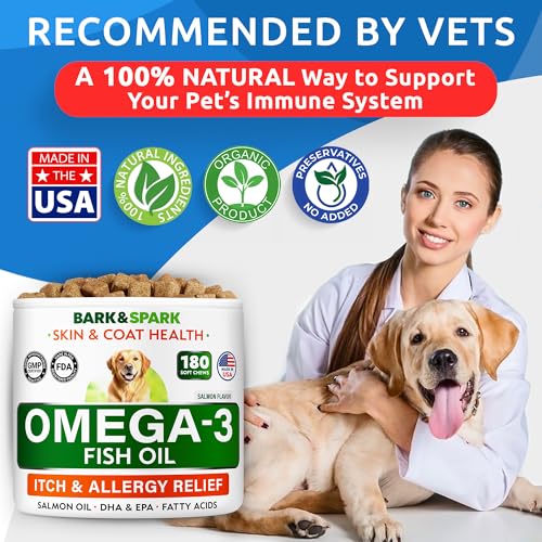 BARK&SPARK Omega 3 for Dogs and Cats-180 Fish Oil Treats for Dogs & Cats Shedding, Skin Allergy, Itch Relief,  - view 7