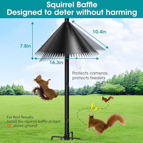 108 Inch Bird Feeder Pole Squirrel Proof, Heavy Duty Bird House Pole, Adjustable Bird Feeder Stand with 5 Shep - view 4