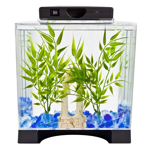 Tetra LED Half Moon Aquarium Kit, 1.1 Gallons, Small, Clear Plastic Fish Tank With Curved Front, Easy Feeding  - view 3