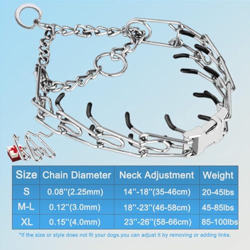 Prong Collar for Dogs, Dog Training Collar, Adjustable Size Dog Pinch No Pull Collar with Quick Release Buckle - view 5