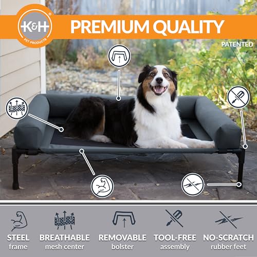 K&H Pet Products Bolster Dog Cot Cooling Indoor/Outdoor Elevated Dog Bed Hammock with Removable Bolster, Washa - view 3