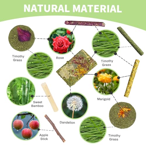 50-60 PCS Natural Rabbit Chew Toys, Treats, Timothy Sticks, Apple Sticks, Sweet Bamboo for Guinea Pig, Hamster - view 3