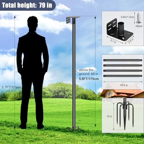 Gtongoko Smart Bird Feeder Pole 1-Inch Dia 79 Inch Bluebird House Pole for Outdoors Weather Station Heavy Duty - view 5