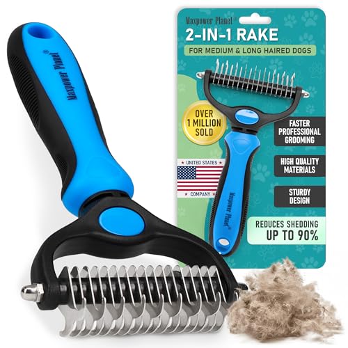 Maxpower Planet Original Pet Grooming Rake - Double-Sided Deshedding Dematting Tool, Undercoat Rake for Dogs & - view 2