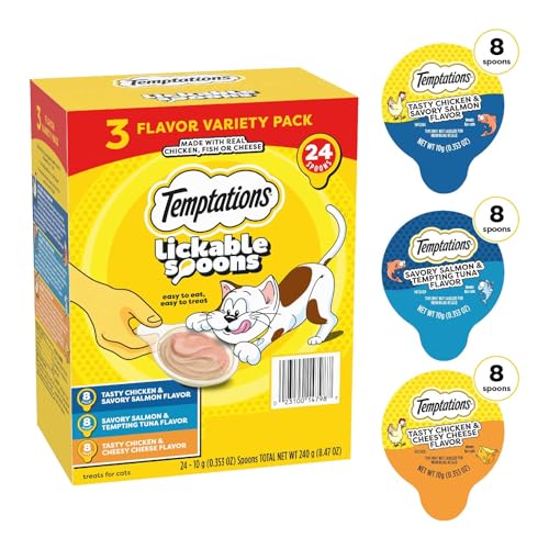 Temptations Lickable Spoons, Soft Lickable Cat Treats, Adult Wet Cat Treats, Variety Pack, 24 Spoons - view 3