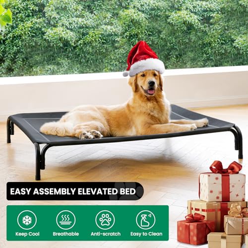Elevated Dog Bed Raised Outdoor Dog Cot for Large Dogs, Installation Requires No Tools, Frame with Washable Co - view 3