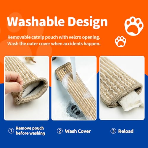 (2-Pack) Yesibeike Refillable Catnip Kicker Toy Kits, Washable Sisal Cover, 60g Catnip Pouch Each, Two Sisal B - view 6