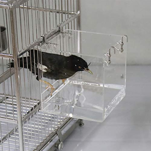 Bird Bath Cage, Cleaning Pet Supplies Cockatiel Bird Bathtub with Hanging Hooks for Little Bird Parrots Spacio - view 6