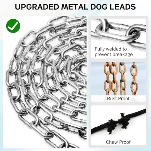 Heavy Duty Dog Chain for Yard-15FT Metal Dog Chain Leash Chew Proof,Long Dog Lead for Outside with Strong Swiv - view 5