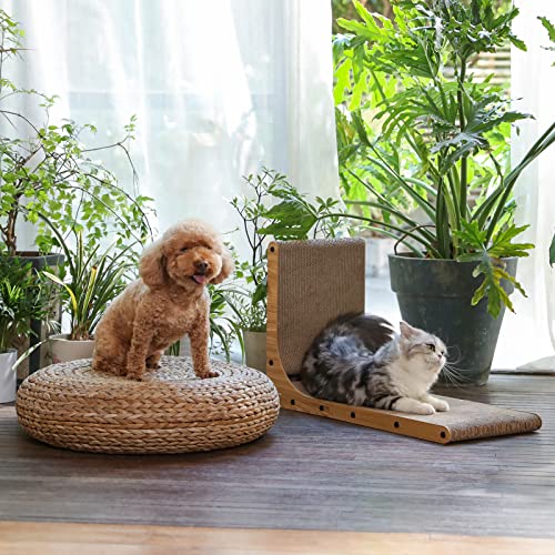 FUKUMARU Cat Scratcher, 26.8 Inch L Shape Cat Scratch Pad Wall Mounted, Cat Scratching Cardboard with Ball Toy - view 5