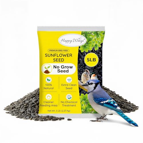 Happy Wings Black Oil Sunflower Seeds – 5 lb Wild Bird Food for Cardinals, Finches & Chickadees – High-Energy  - view 2