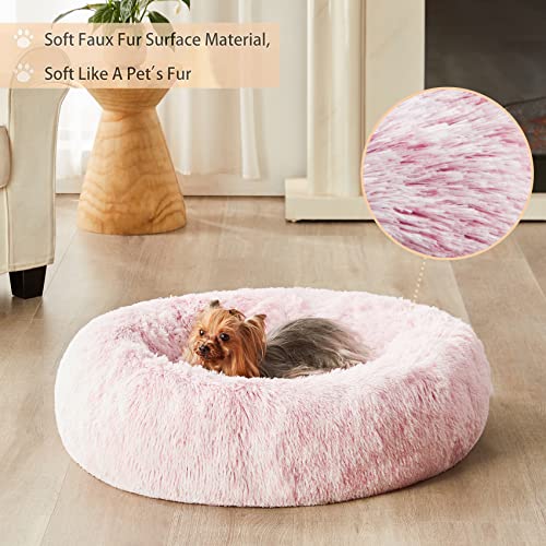 WNPETHOME Calming Dog Bed Cat Bed Donut, Faux Fur Pet Bed Self-Warming Donut Cuddler, Comfortable Round Plush  - view 3