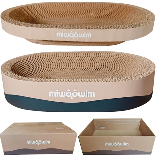 3PSC Cat Scratcher Cardboard, Oval Cat Scratch Pad Bowl Nest for Indoor Cats, Round Cat Scratching Board Corru - view 2