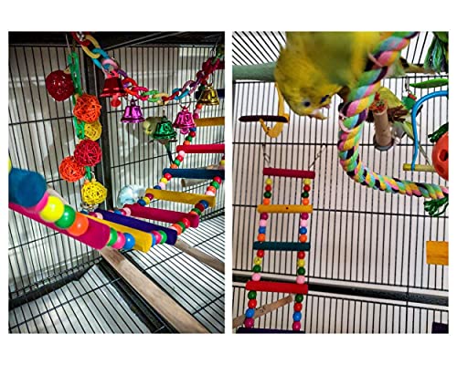 DS. DISTINCTIVE STYLE Bird Ladder Toys Coloured Flexible Parrot Swing Bridge Wooden Cockatiel Cage Hanging Cli - view 7