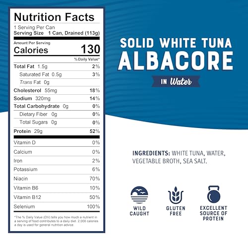 Bumble Bee Solid White Albacore Tuna in Water, 5 oz Can (Pack of 8) - Wild Caught Tuna - 29g Protein per Servi - view 3