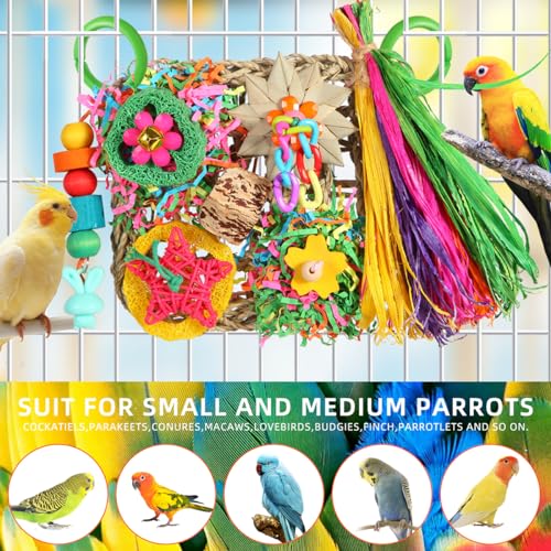 Bird Toys, Parakeet Toys Bird Foraging Toys Grass Mat Climbing Wall for Parakeet,Parrot,Cockatiel,Conure,Loveb - view 3