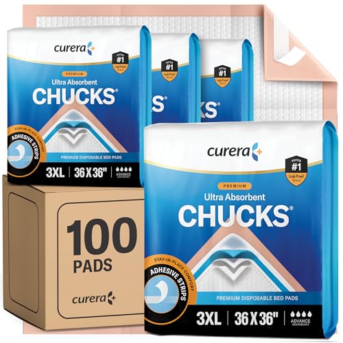 Chucks Premium Disposable Underpads 36”x36” [100-Count] Ultra Absorbent Chux Incontinence Bed Pads Disposable 