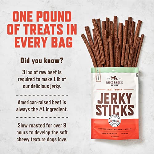 Rocco & Roxie Beef Jerky Dog Treats 1 lb | Soft Training Snacks Made in USA | High Value Beef Jerky for Dogs,  - view 3