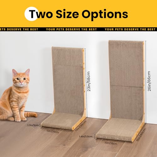 Cardboard Cat Scratcher,23 Inch L Shape Scratch Pad Wall Mounted,Vertical Scratching Board, Durable Cardboard  - view 3
