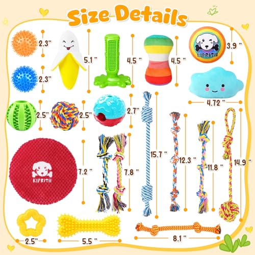 KIPRITII 25 Pack Various Dog Toys Set – Ideal for Teething, Entertainment & Interactive Play, Includes Puppy T - view 7