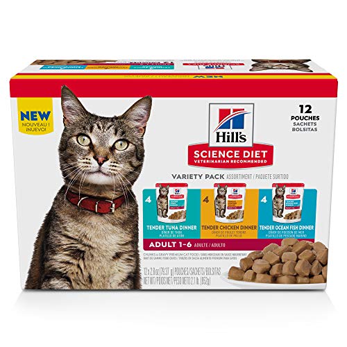 Hill's Science Diet Adult 1-6 Wet Cat Food Variety Pack, Chicken, Tuna, & Ocean Fish, 2.8 oz. Pouches, 12-Pack - view 2