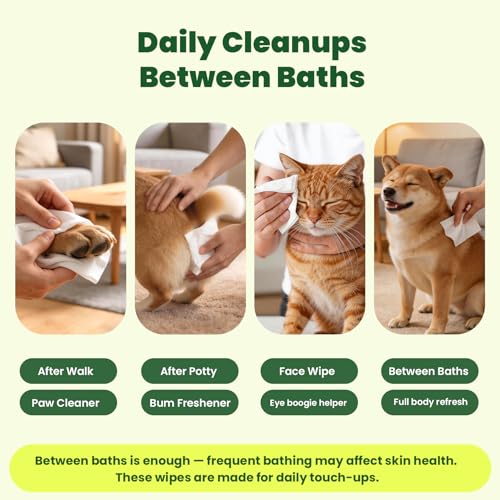 Unscented Dog Wipes & Cat Wipes (4x50 Packs) | Hypoallergenic, pH Balanced for Paws, Body, Eyes & Ears Groomin - view 6