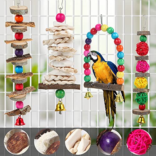 Bird Perch Bird Toys Parakeet Toys,Bird Cage Accessories Wooden Chew Toys Perch Stand for Parrot Conure Cockat - view 4