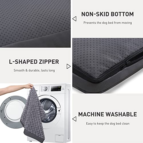 Dog Crate Bed Waterproof Dog Beds for Medium Dogs Rose Velvet Soft Fluffy Washable Dog Bed with Removable Cove - view 6