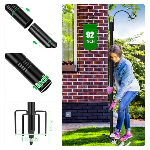 XDW-GIFTS Double Shepherds Hooks for Outdoor, 2-Pack Heavy Duty Garden Pole for Hanging Bird Feeder, Plant Bas - view 4