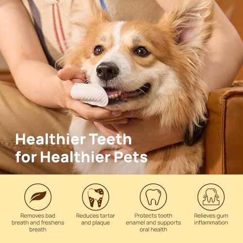 HICC Pet Teeth Cleaning Wipes for Dogs & Cats, Vet-Recommended Remove Bad Breath & Plaque & Tartar Buildup, Do - view 3