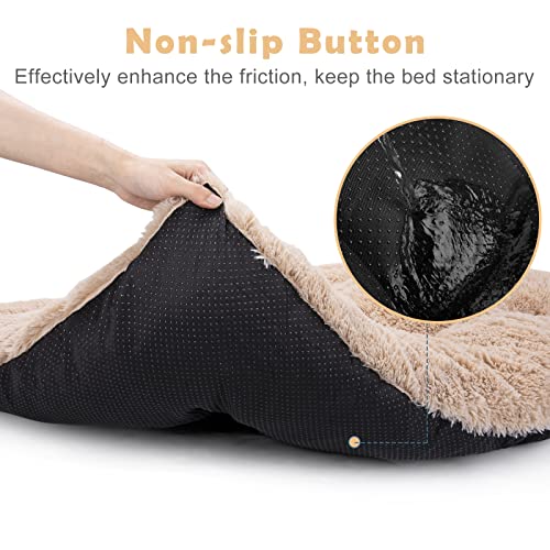 JOEJOY Large Dog Bed Crate Pad, Deluxe Plush Washable Dog Beds Fulffy Soft Kennel Pad Anti-Slip Pet Sleeping M - view 4