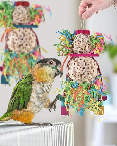 Bissap 2PCS Bird Parrot Foraging Shredder Hanging Toys Sola Balls Sepak Takraw with Pacifier for Small Parrots - view 7