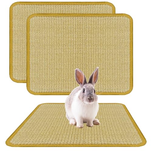 DYAUS Rabbit Scratching Pad, Sisal Bunny Scratch Pad, Natural Rabbit Foraging Mats for Cages, Indoor Bunny Toy - view 2