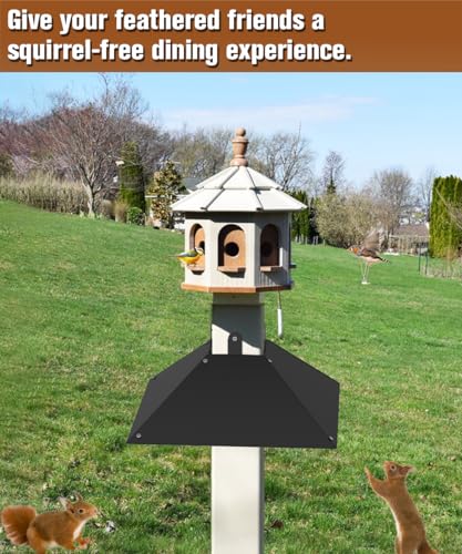 Queension Metal Squirrel Baffle for 4x4 Post, 17 Inch Squirrel Proof Baffles for Bird Feeder Poles, Outdoor Gu - view 7