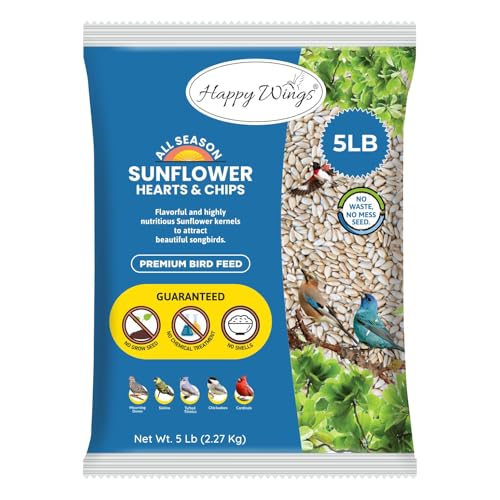 Happy Wings Sunflower Hearts & Chips - Sunflower Kernels and Chips Bird Food - 5 Lb No Mess, No Waste I No Gro - view 2