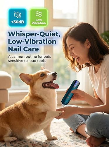 YABIFE Super Quiet Dog Nail Grinder & Clippers Kit with 2 LED Lights, 3 Speeds Up to 12,000 RPM, Lower Than 30 - view 3