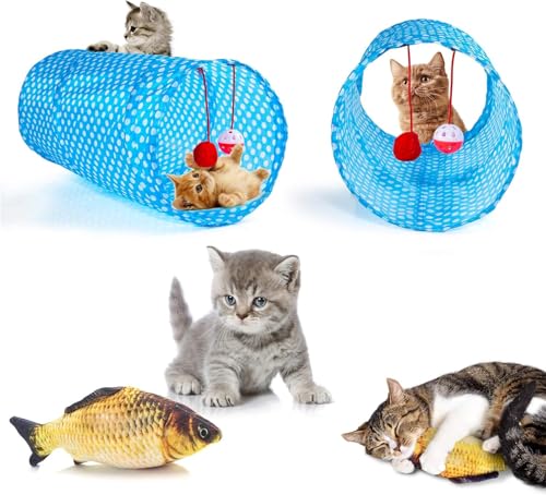 AILUKI 35 PCS Cat Toys Kitten Toys Assortments,Variety Catnip Toy Set Including 2 Way Tunnel,Cat Feather Tease - view 3