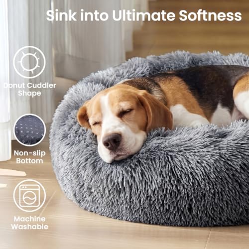 JOLLYVOGUE Calming Dog Beds Extra Large Sized Dog, 45in Donut Washable Large Pet Bed, Anti-Slip & Anti-Anxiety - view 3