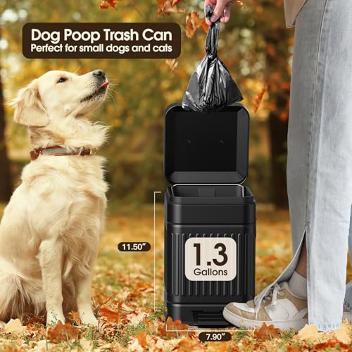 CEROELDA Small Trash Can with Lid-5L/1.3 Gal,Stainless Steel Outdoor Dog Poop Garbage Can-Farmhouse Retro Meta - view 5