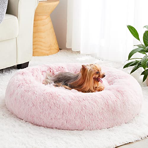 WNPETHOME Calming Dog Bed Cat Bed Donut, Faux Fur Pet Bed Self-Warming Donut Cuddler, Comfortable Round Plush  - view 2