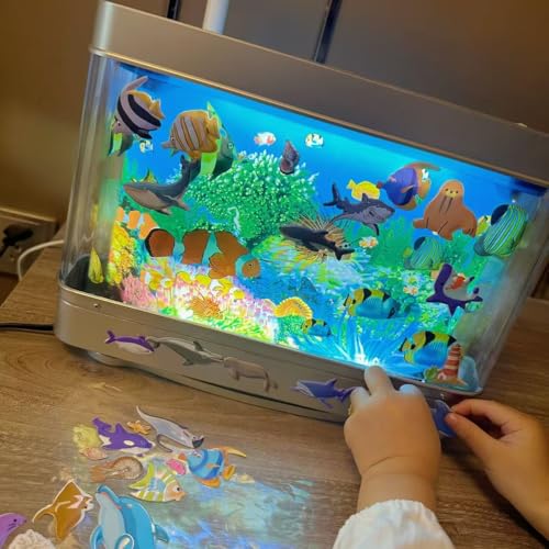 Fake Fish Tank Lamp - Moving Aquarium Night Light with Virtual Ocean Effect, 80s Retro Design for Adult Relaxa - view 4
