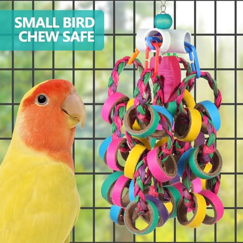 lovyoCoCo Bird Toys Conure Toys,Bird Parrot Foraging Shredder 24 Pcs Colorful Bagel Chewy Rings for Small Parr - view 6